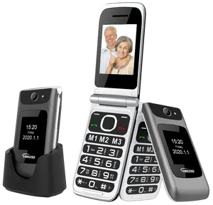 هاتف محمول قابل للطي مقاس 2.4 بوصة F8 لكبار السن يدعم شبكة الجيل الرابع يتميز به لوحة مفاتيح هاتف قابل للطي مع زر SOS كبير لكبار السن