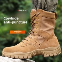 Bottes de randonnée tactiques marines imperméables et résistantes aux perforations en nylon polyamide marron pour hommes WANZHUO