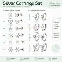 10 Pasang Anting Tusuk Mutiara Bunga Warna Emas Stainless Steel Set Anting Huggie Ear Cuff Hoop Perhiasan Fashion Wanita Hadiah