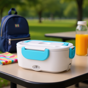 Boîte à lunch électrique pour enfants avec chauffe-aliments, capacité de 1 L, pot intérieur en acier inoxydable, affichage numérique LED, 220 V, fermeture à clip, I - Product Image 2