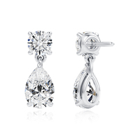 Boucles d'oreilles pendantes étincelantes en argent sterling 925 avec moissanite taille goutte d'eau, bijoux cadeaux personnalisables en couleur, vente en gros
