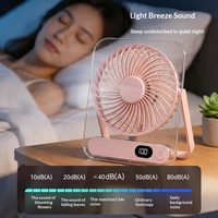 Ventilateur de bureau en plastique rechargeable en gros, batterie 1200 mAh, rotation à 360°, contrôle de vitesse progressif, alimentation USB, hauteur réglable