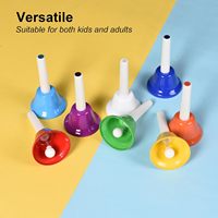Cloches à main en plastique arc-en-ciel colorées de 11 cm à 8 notes, instrument de musique en gros