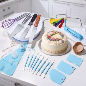 Kit complet d'outils de pâtisserie : douilles de décoration, moule à tartelettes, moule à gâteau, plaque à pizza, support tournant pour pâtisserie et desserts, kits de décoration pour la maison - Product Image 1