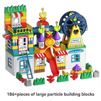 Blocs de construction en plastique PP à grandes particules pour enfants, compatibles LEGO, jouet éducatif pour garçons et filles de 4 à 6 ans, animaux, nature, château