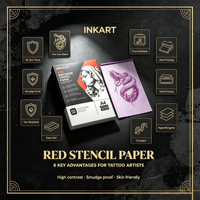 Papier de transfert thermique A4 pour tatouage, motif carbone rouge, pour machine à copier l'art corporel, fournitures de tatouage, OEM personnalisé, vente en gros