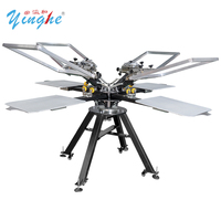 Máquina de Serigrafía Manual Yinghe de 6 Estaciones, Nueva Construcción Totalmente Metálica, Pulverización Electrostática Avanzada