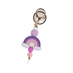Novo Lançamento Chaveiro de Desenho Animado em Couro e Silicone com Contas de Nuvem Arco-Íris, Suporte para Bolsa, Design Personalizável e Ecológico, Chaveiro da Moda - Product Image 6