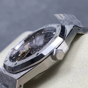 Montre mécanique squelette moderne pour homme, boîtier octogonal argenté givré, acier inoxydable ajouré, montre-bracelet de luxe - Product Image 4
