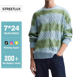 Streetlux 2024 nuevo Otoño/Invierno tendencia calle hombres suéter suelto estampado de punto cuello redondo manga larga suéter de los hombres - Product Image 1