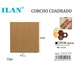 Foglio di sughero 30x30 cm quadrato colore naturale 12 pezzi per artigianato e decorazione - Product Image 3