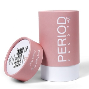 Pink cylinder tube packaging period product silicone menstrual cup round paper gift box with pvc lid