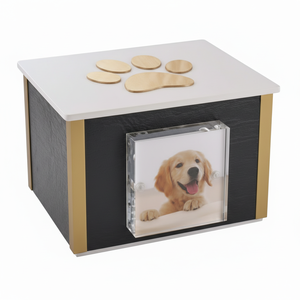 Urnes de crémation en bois faites à la main de style américain de haute qualité pour les cendres de chat et de chien Urnes funéraires en gros pour animaux de compagnie - Product Image 1