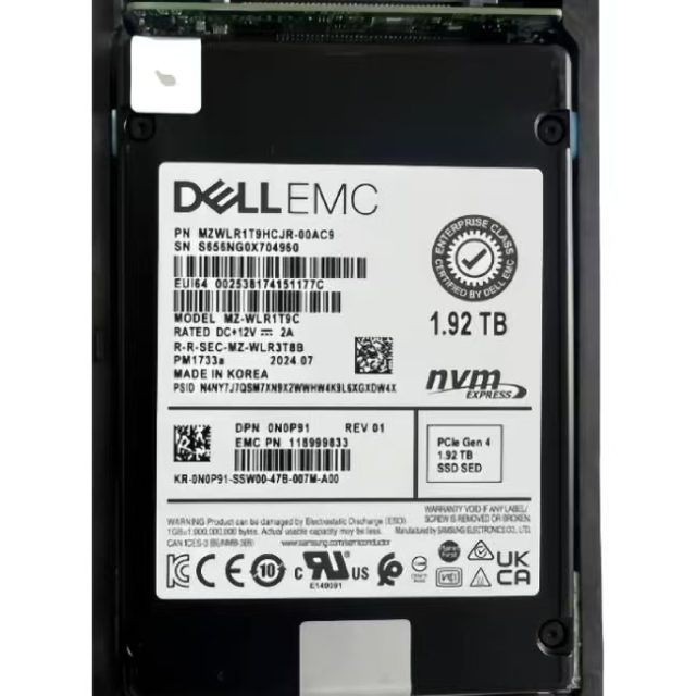 DELL New Hot Sale Nvme U.2 SSD 2.5 Inch Enterprise Hard Drive 1.92T Server Hard Drive 2.5 Hard Drive U.2 NVME