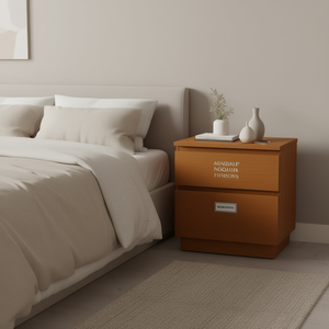 ชุดโต๊ะข้างเตียงไม้สนสีน้ำตาลน้ำผึ้ง 2 ตัว พร้อมลิ้นชัก 2 ช่องสำหรับเก็บของในห้องนอน ดีไซน์ทันสมัย - Product Image 2