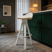 Tabouret de bar moderne rembourré avec repose-pieds, pieds en métal blanc, confortable et rembourré, pour usage commercial, cuisine, îlot, maison, café