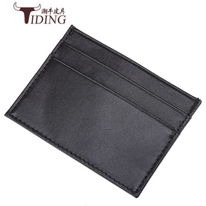 Tiding <b>Card</b> <b>Holder</b> Genuine Leather Ultra Thin Mini Black Unisex Everyday Use - Product Image 2
