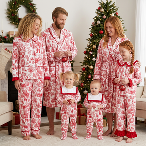 Conjunto de Pijamas Navideños de Manga Larga con Estampado Navideño para Niñas, Ropa de Dormir Familiar a Juego - Product Image 1