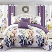 Vente en gros directe usine en ligne : Ensemble de literie imprimé doux 10-en-1 pour chambre à coucher (drap, couette, rideaux)
