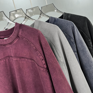 Peso pesado logotipo personalizado 100% algodón lavado ácido verano en blanco liso Casual empalme ropa de calle de gran tamaño camisetas para hombres - Product Image 5