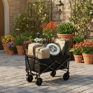 Chariot de plage pliable, chariot utilitaire de camping, chariot de jardin en métal, chariot à main portable, chariot pliable d'extérieur - Product Image 2