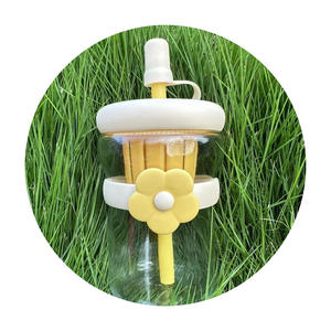 पुआल और 3 डी फूलों की आस्तीन के साथ पारदर्शी ग्लास कप <span class=keywords><strong>2025</strong></span> रस दूध या आइस्ड पेय के लिए सुंदर डिजाइन - Product Image 6