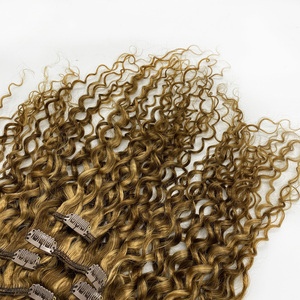 <span class=keywords><strong>Clip</strong></span> Ins bouclés personnalisés en gros de haute qualité 100% Remy extensions de cheveux humains vague naturelle <span class=keywords><strong>Clip</strong></span>-in cheveux - Product Image 5