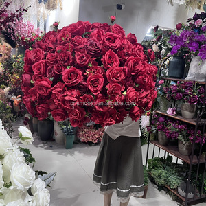 Décoration d'événement 80cm grande boule de fleurs rouges artificielle florale Rose grande boule de fleurs de mariage centres de table à vendre - Product Image 3