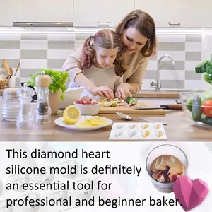 8-Holte Diamant Liefde Hartvormige Siliconen Mallen Voor Spons Broodjes Mousse Chocolade Dessert Bakvormen Gebak Schimmel