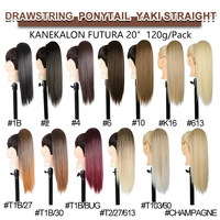 Ekstensi Rambut Sintetis Julianna Futura Fiber 20 Inci Gaya Rambut Pendek Yaki Lurus Tahan Panas Model Kuncir Kuda dengan Tali Serut