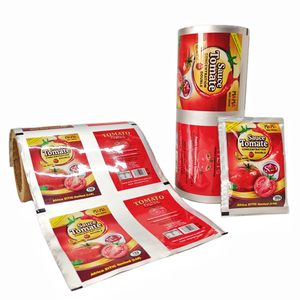 Film d'emballage plastique imprimé de qualité pour pâte de tomate, rouleau de film plastique en aluminium pour tomates sautées - Product Image 1