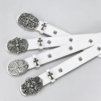 Ceinture Jiahao en cuir PU de haute qualité, style tendance, croix rétro vintage, cloutée, hip-hop, Y2K, personnalisable
