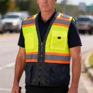 Durable High Visibility Mesh Vest Construction Site Work Vest Customize Surveyor Reflective Safety Warm Vest with Zipper - Product Image 5