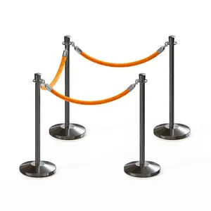 Crowd Control Stanchion Barrier Velvet Hanging Rope Barrier Silver Stanchion