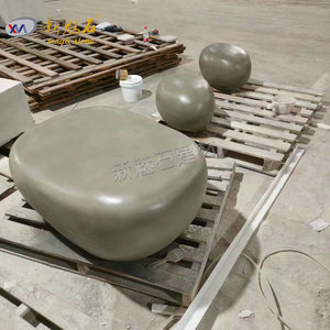 เก้าอี้คอนกรีตทรงวงรีแบบกำหนดเอง New Magic Stone รุ่น Hollow Block สีเทา เฟอร์นิเจอร์สำหรับกลางแจ้ง - Product Image 3