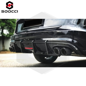 Fibra di carbonio KB stile luci a LED <span class=keywords><strong>A6</strong></span> S6 diffusore per <span class=keywords><strong>Audi</strong></span> S6 C7.5 <span class=keywords><strong>A6</strong></span> Sport paraurti posteriore Splitter labbro Kit corpo Spoiler 2016-2018 - Product Image 5