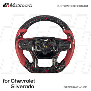 Volante Deportivo Personalizado de Fibra de Carbono Forjado con Detalles Rojos para Chevrolet Silverado 1500 RST LT ZR2 4x4 Suburban 2019-2026 - Product Image 2