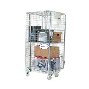 जेंडा 500 किलोग्राम क्षमता रोल कंटेनर ट्रॉली 720x820x1720 मिमी जस्ता तह भंडारण रोल केज 2 फिक्स्ड 2 स्विवेल नायलॉन - Product Image 2