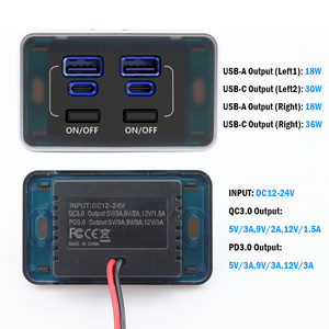 Nouvel Arrivage – Panneau de Charge Mural USB 4 Ports 12V pour Voiture/Camping-car, 78W Double PD & QC, <span class=keywords><strong>Chargeur</strong></span> de <span class=keywords><strong>Batterie</strong></span> de Voiture Multi-Ports USB - Product Image 3
