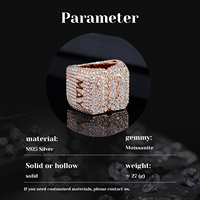 Pendentif Moissanite Personnalisé, Bague Numérique Entièrement Pavée de Moissanite VVS, Bague Date Personnalisée Hip Hop