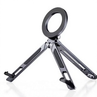 Nouveau support magnétique pour téléphone portable et tablette, pliable, portable, en alliage d'aluminium, support de bureau, trépied multifonctionnel