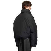 Veste en duvet matelassée de luxe à col entonnoir imperméable en nylon noir personnalisée OEM