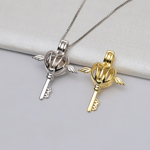 Accesorios de Moda Europeos y Americanos, Hechos a Mano, Plata S925, Perla, Jade, Cuentas, Soporte Vacío para Colgante de Ángel, Latón Crudo Sin Orificio - Product Image 1