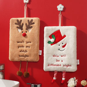 New Pachy Bear Christmas Home Toalla de mano-Hangable Thicken Coral Fleece Cocina Absorbente Diseño de dibujos animados de secado rápido - Product Image 2