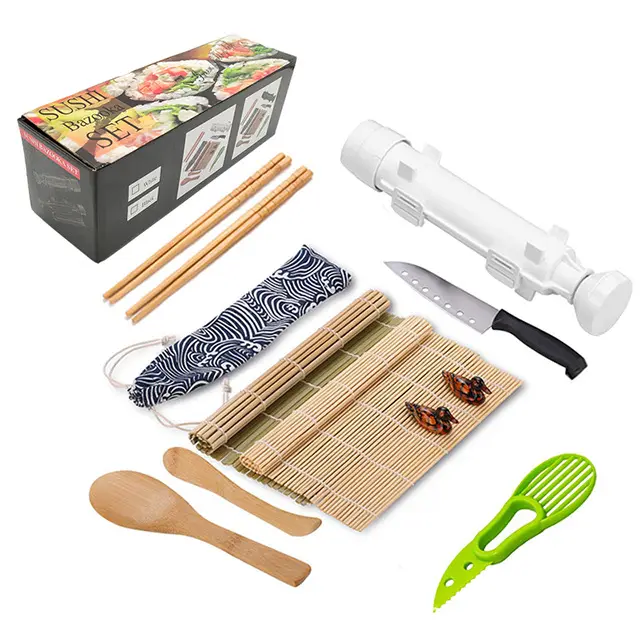 Sushi Roll Making Tool Haushalt Kreatives Werkzeug Sushi Vorhang Reisbällchen Multifunktion ales wieder verwendbares Bambus Sushi Making Kit