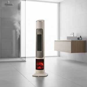 Ventilateur chauffant électrique PTC avec minuterie 8 heures, télécommande, design flamme 3D – Idéal pour l'hiver, compatible électrique et gaz pour la maison - Product Image 5