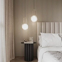 Panneau acoustique moderne Akupanel à 3 faces Panneaux muraux acoustiques en bois blanc beige PET Panneau acoustique en bois à lattes MDF plaqué PVC sur 3 côtés