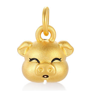 Zodiac culture style mignon 24k micro-dur or pur pendentif en forme de cochon bijoux en or de luxe - Product Image 2