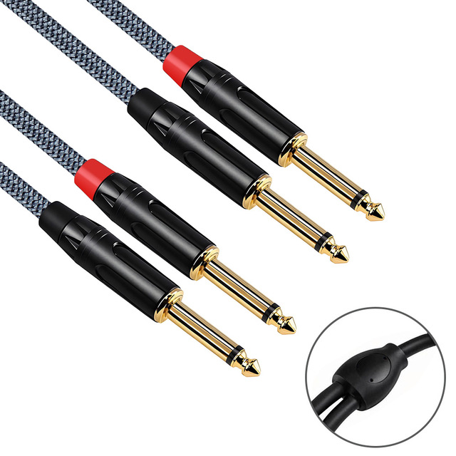 High Quality hifi Dual 6.35mm trs jack stereo Audio Cable Gold Plated male to male 6.35mm to 6.35mm audio cable for tv