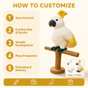 Peluche Cacatoua avec crête jaune, oiseau <span class=keywords><strong>blanc</strong></span> doux et réaliste, idéal pour la décoration ou comme cadeau - Product Image 3